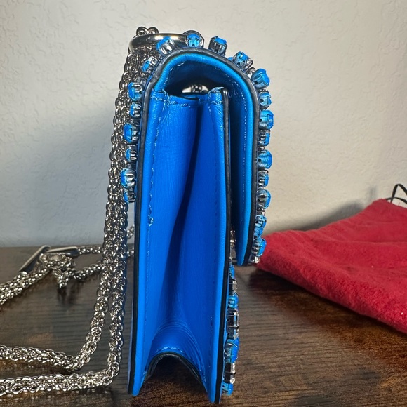 RARE Authentic Valentino Garavani Blue Crystal Rockstud Crossbody Bag - Picture 5 of 13